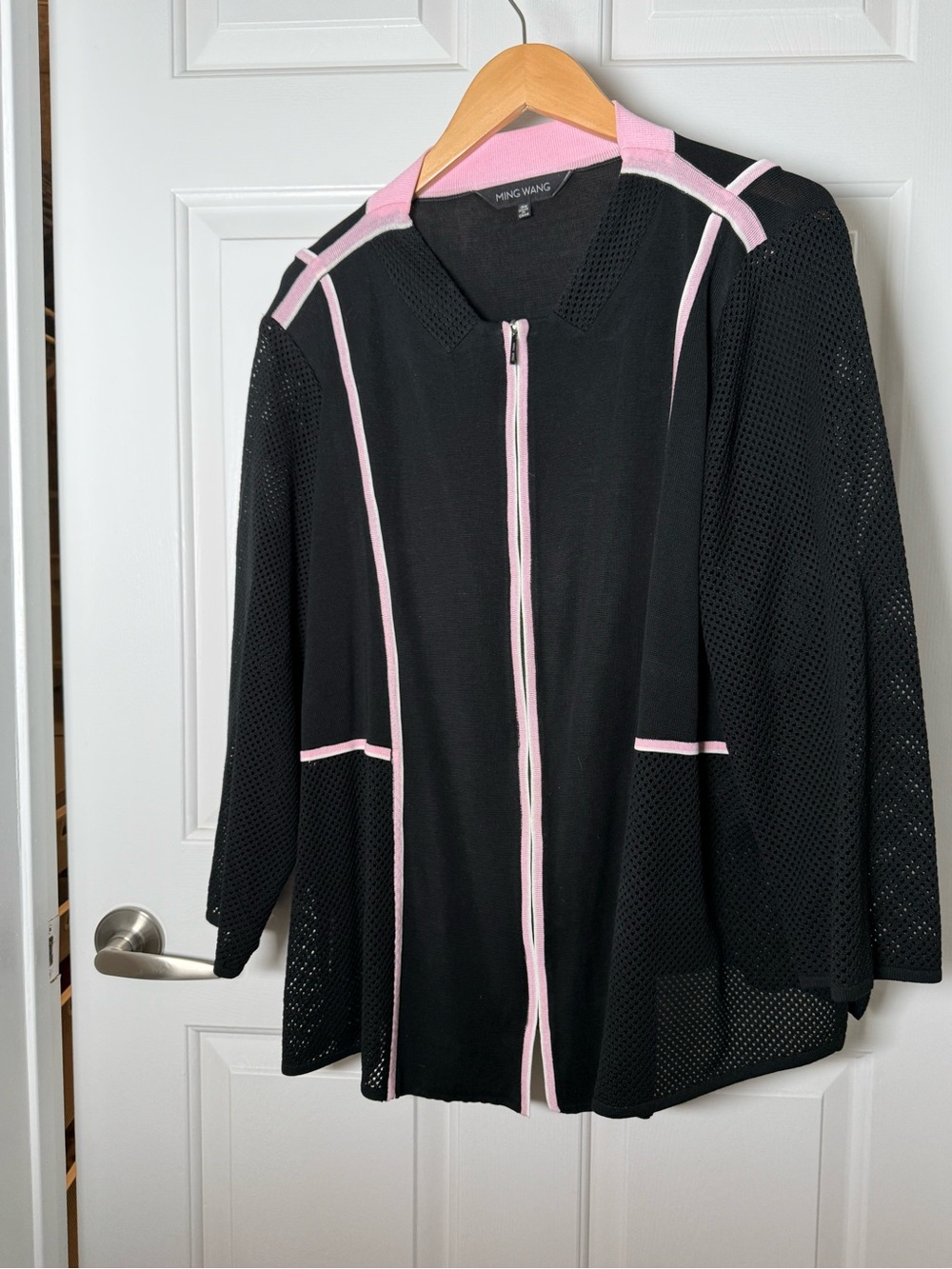 Ming Wang Black Jacket with Pink Trim - Women's